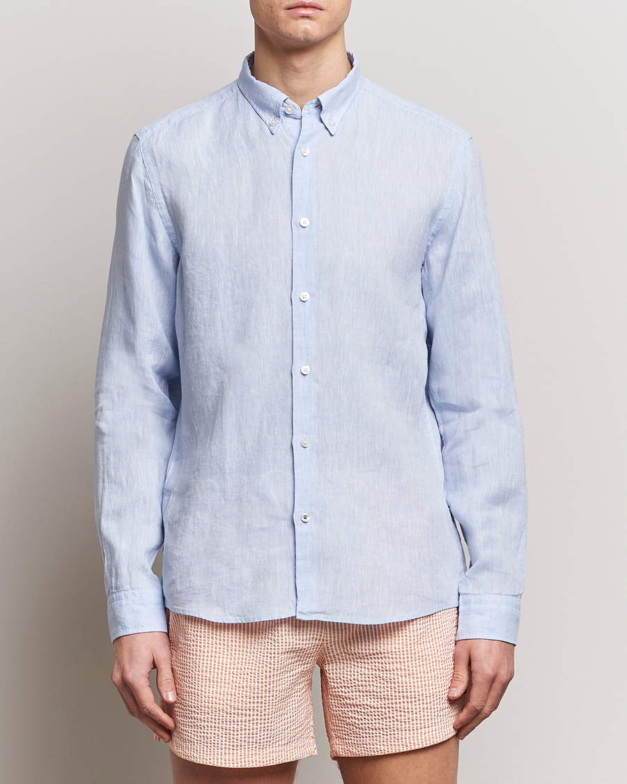 Herr | Linneskjortor | BOSS BLACK | Liam Linen Shirt Light Blue