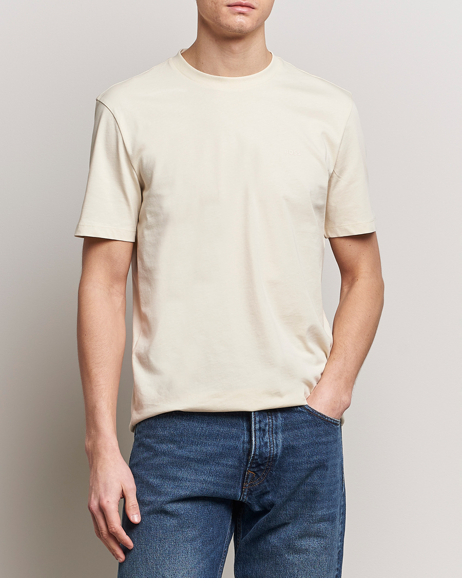 Herren | Weiße T-Shirts | BOSS BLACK | Thompson Crew Neck T-Shirt Open White