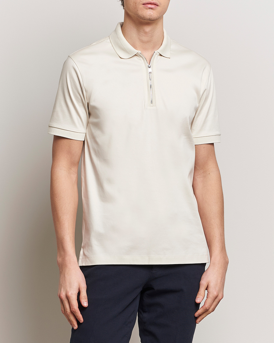 Herren | Poloshirt | BOSS BLACK | Polston Half Zip Polo Open White