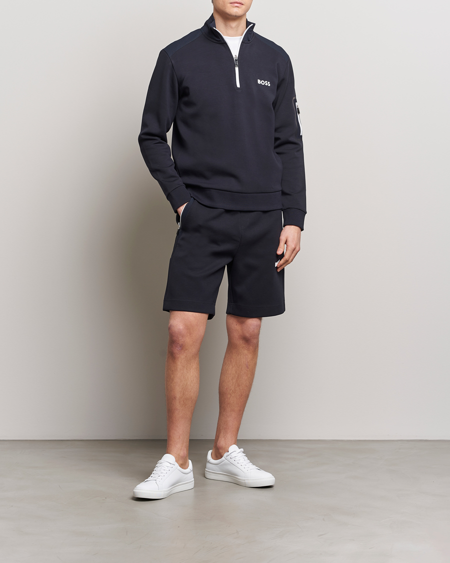 Herren | Pullover | BOSS GREEN | Half Zip Sweatshirt Dark Blue