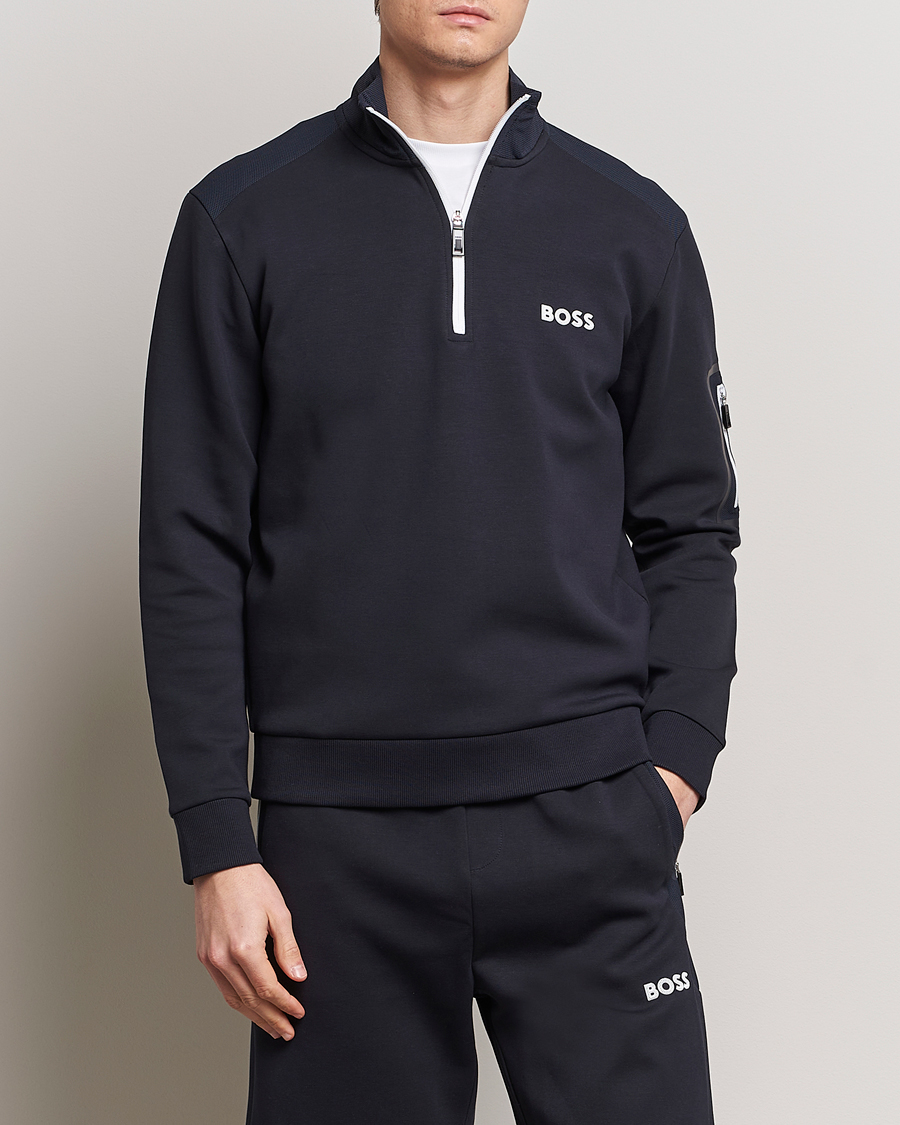 Herren | Sale kleidung | BOSS GREEN | Half Zip Sweatshirt Dark Blue