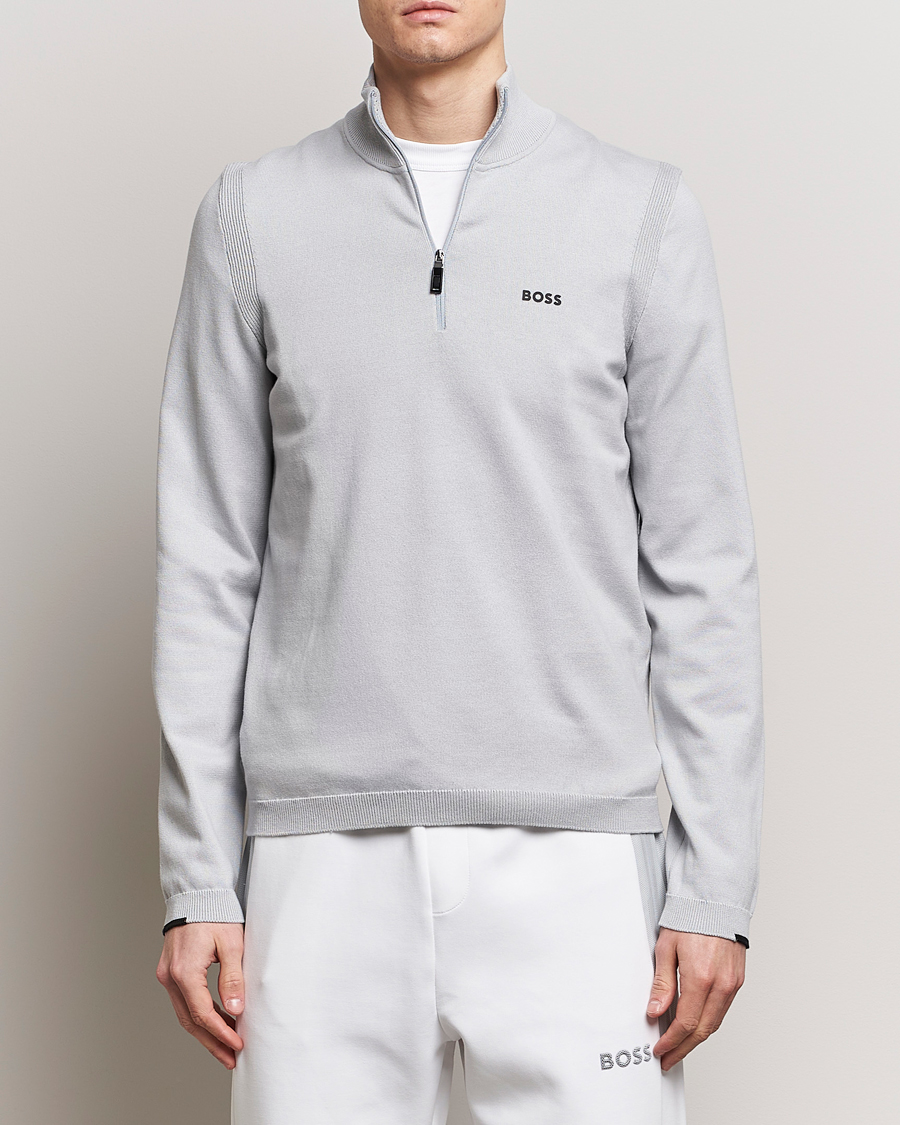 Herren | Sale | BOSS GREEN | Ever Knitted Half Zip Light Grey