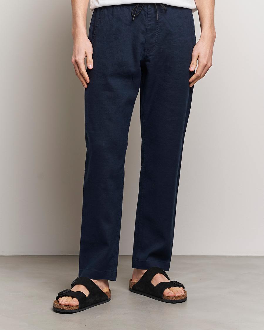 Herr | Linnebyxor | BOSS ORANGE | Sanderson Linen Pants Dark Blue