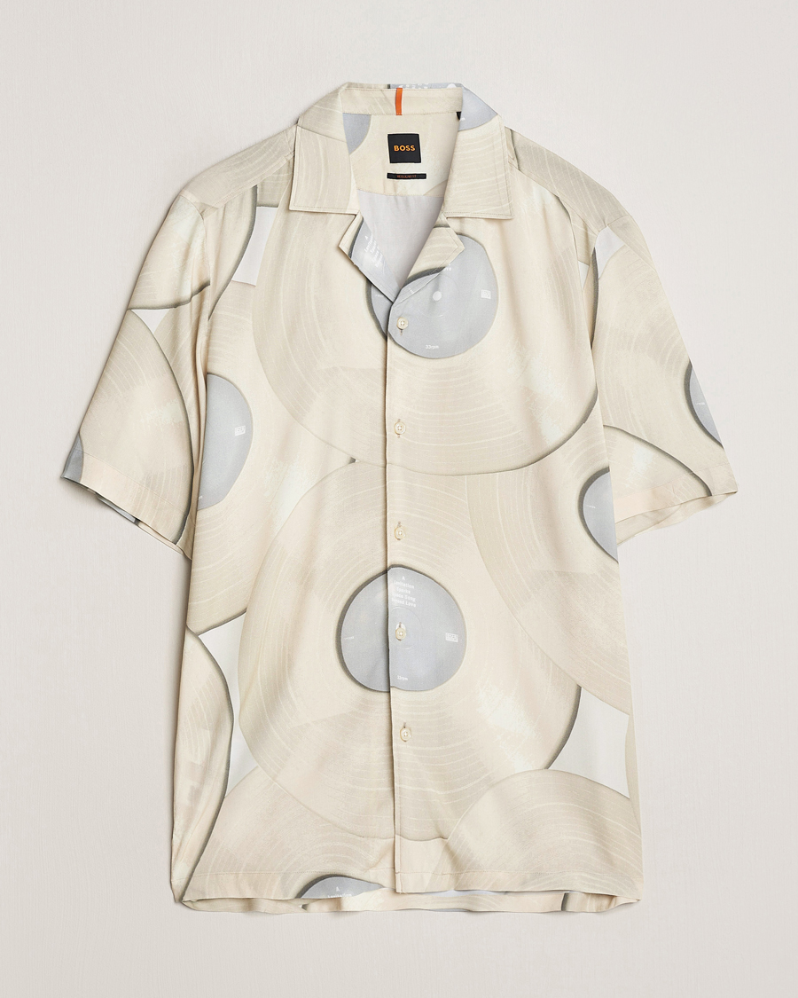 Herren | Hemden | BOSS ORANGE | Rayer Short Sleeve Printed Shirt Light Beige