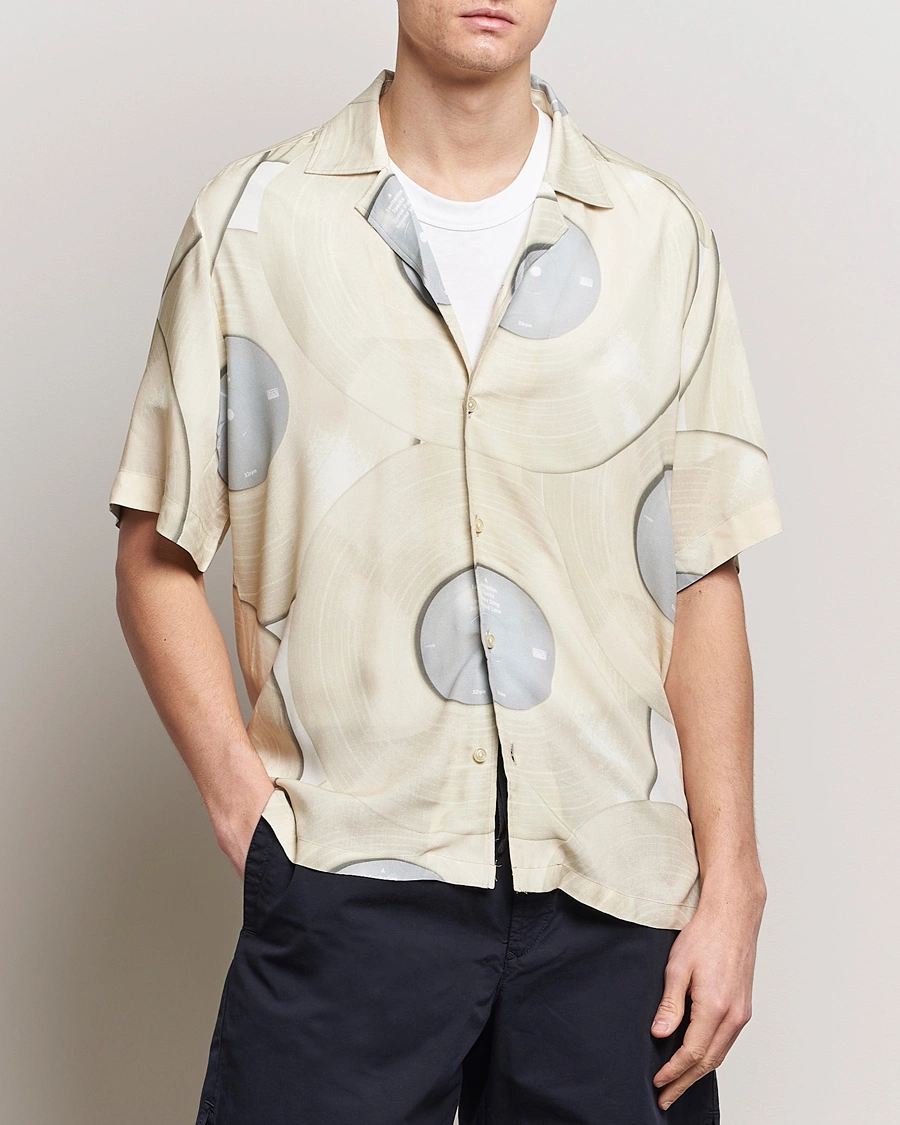 Herren | Freizeithemden | BOSS ORANGE | Rayer Short Sleeve Printed Shirt Light Beige