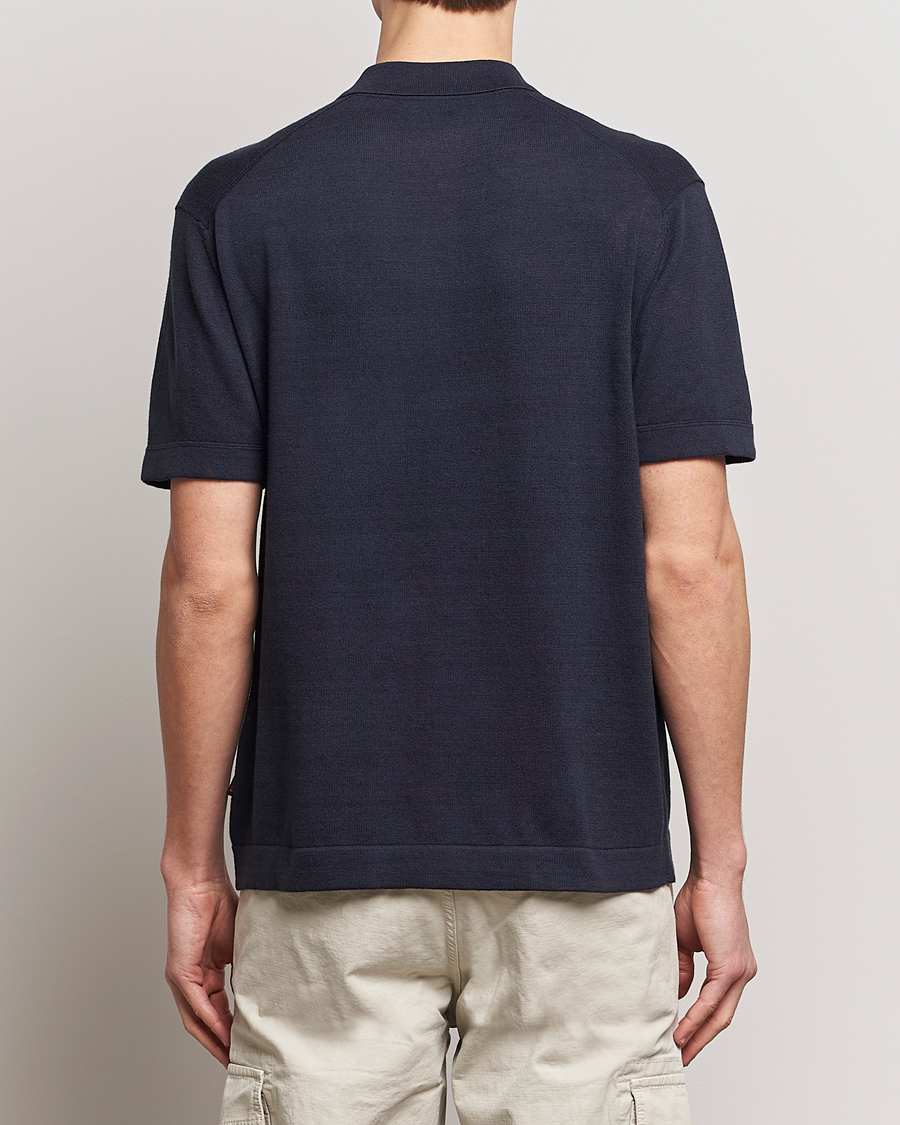 Herren | Hemden | BOSS ORANGE | Kamiccio Knitted Short Sleeve Shirt Dark Blue