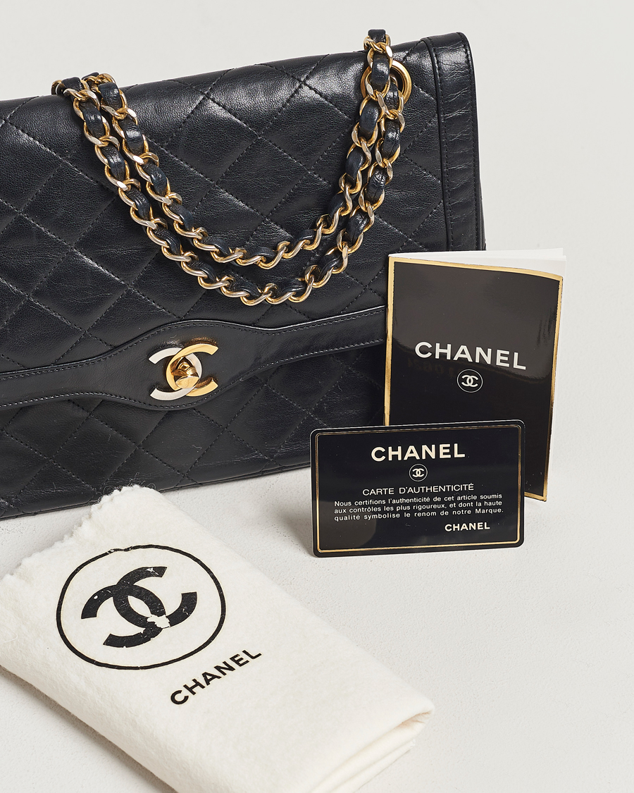 Herren | Chanel Pre-Owned Matelasse Double Flap Bag Black | Chanel Pre-Owned | Matelasse Double Flap Bag Black