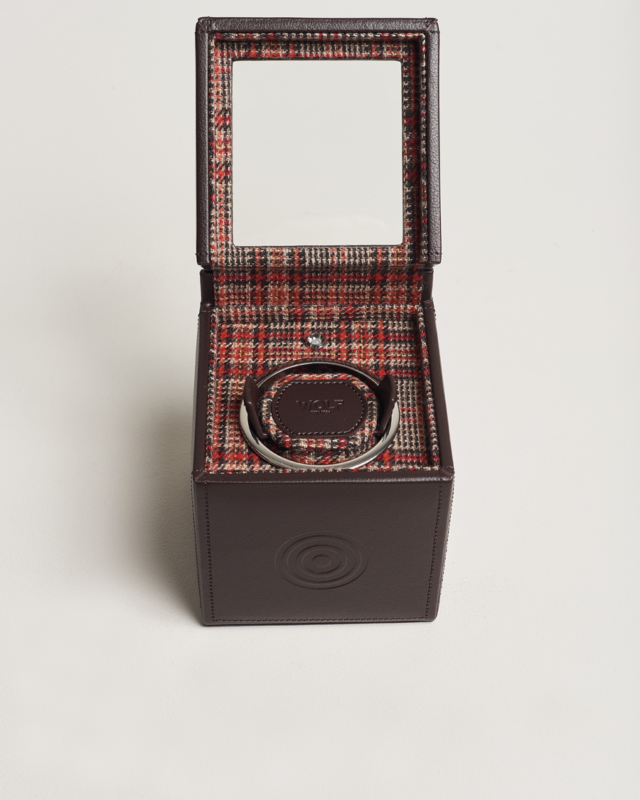 Men | WOLF | WOLF | WM Brown Single Watch Winder Tweed Brown