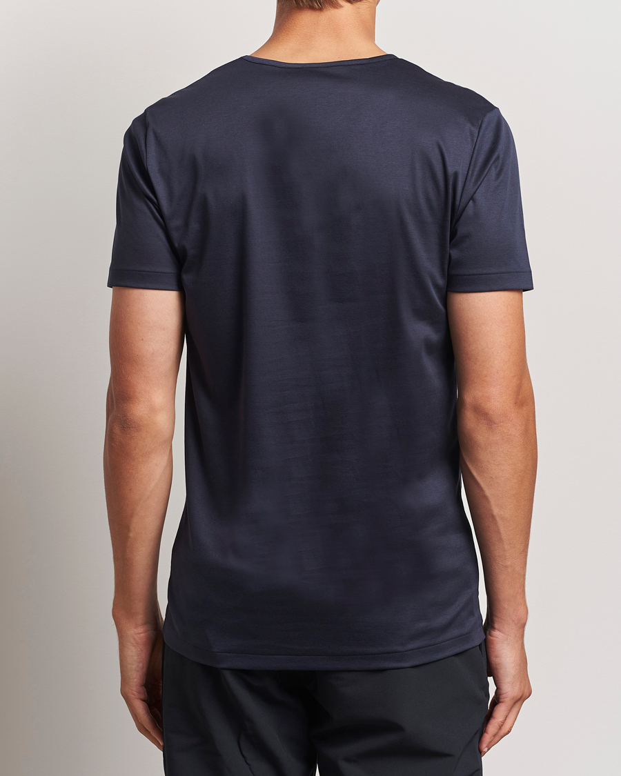 Herren | T-Shirts | Zimmerli of Switzerland | Sea Island Cotton Crew Neck T-shirt Navy