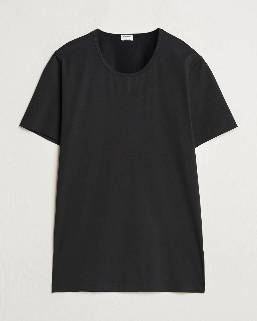 Herren | T-Shirts | Zimmerli of Switzerland | Pure Comfort Crew Neck T-shirt Black