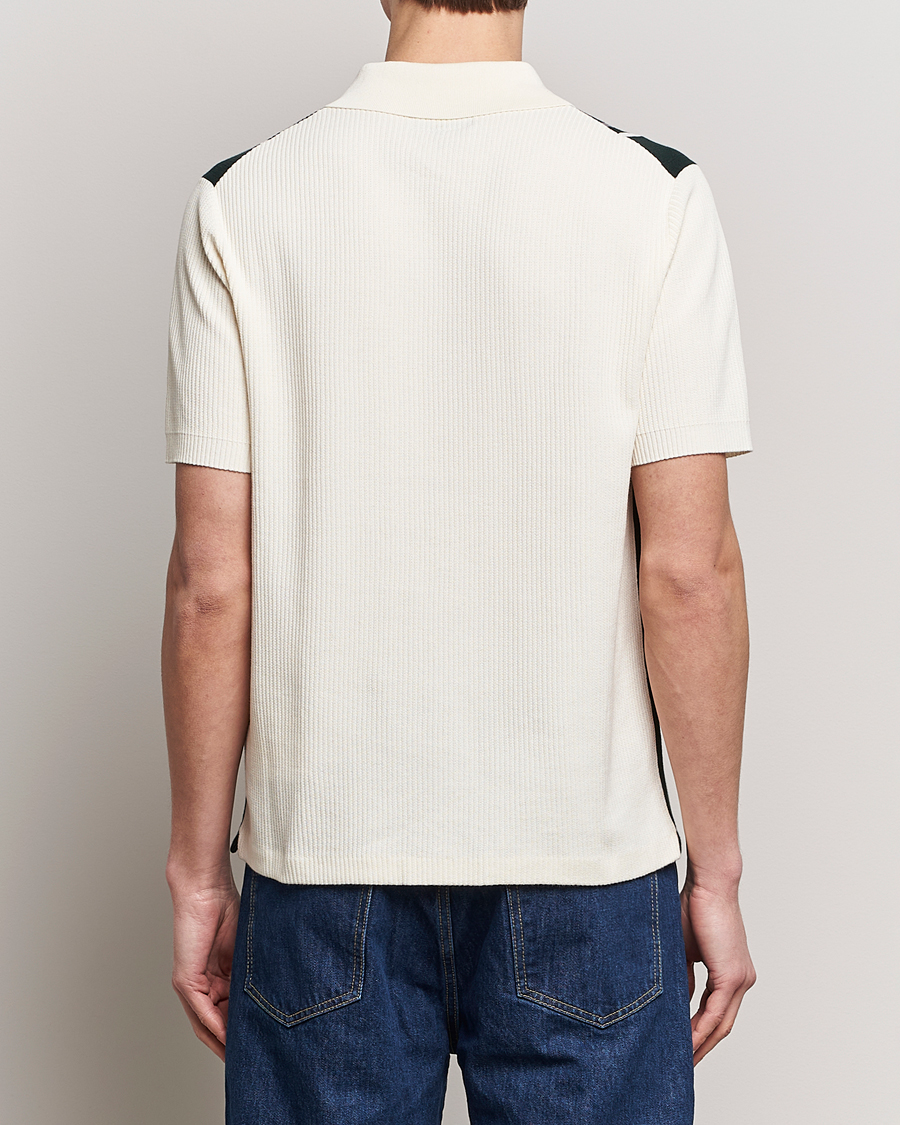 Herren | Poloshirts | BEAMS PLUS | Knit Stripe Short Sleeve Polo White/Green