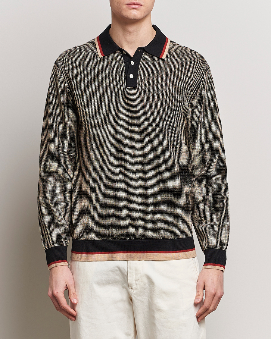 Herren | Langarm-Poloshirts | BEAMS PLUS | Slab Knit Long Sleeve Polo Black