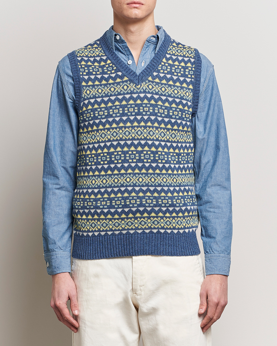 Herren |  | BEAMS PLUS | Fairisle Knit Vest Blue