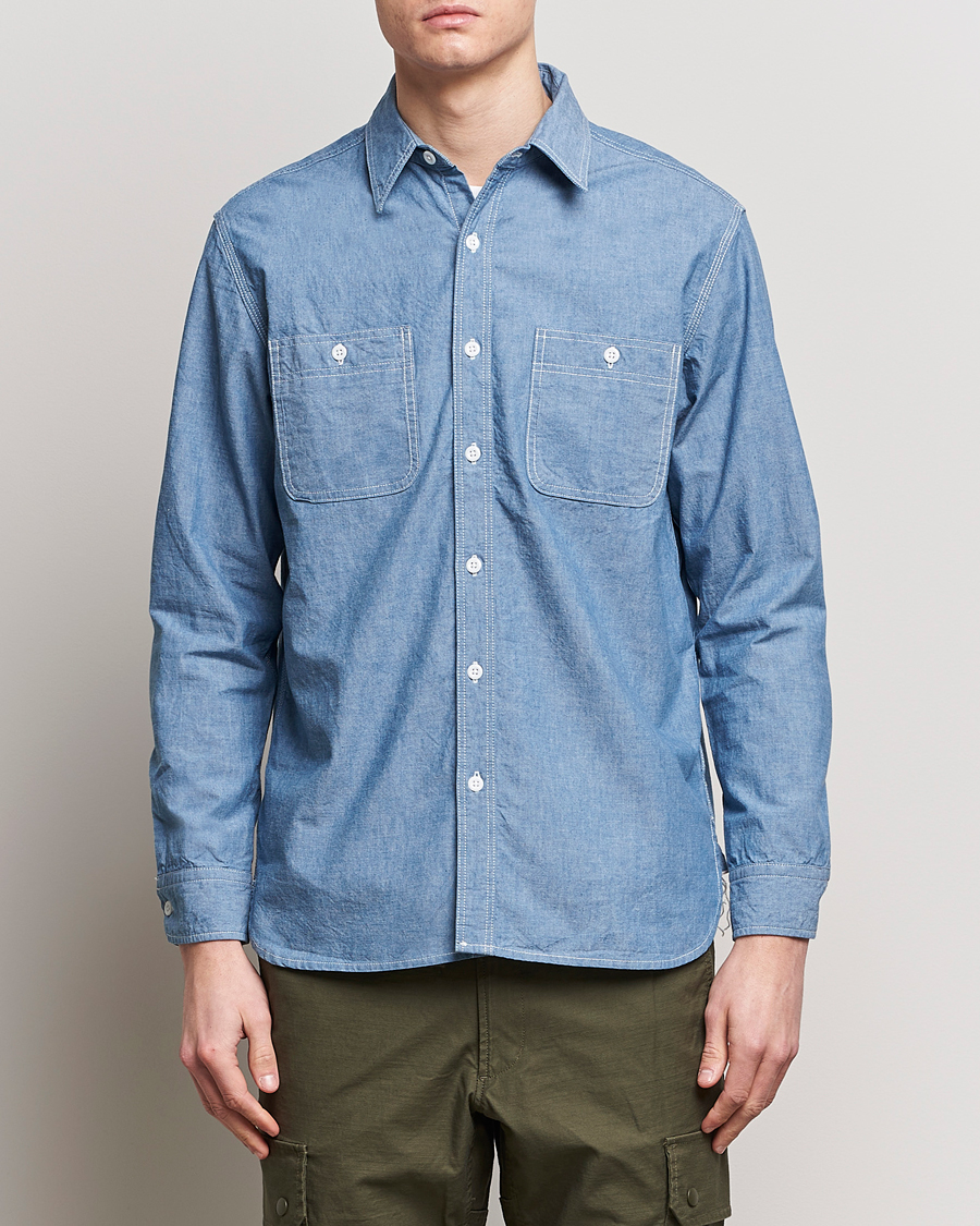 Men |  | BEAMS PLUS | Work Chambray Overshirt Light Blue