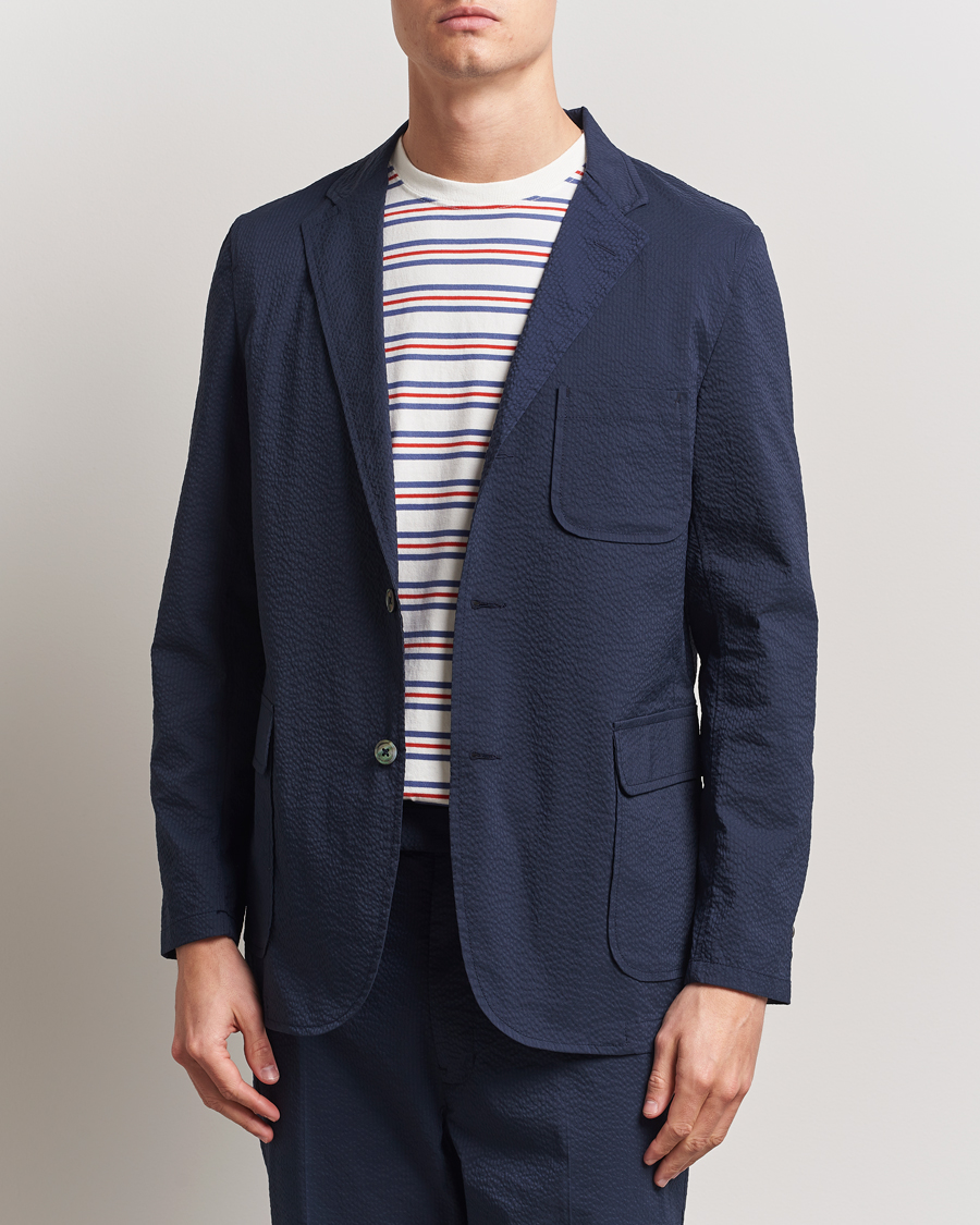 Herren | Sakkos | BEAMS PLUS | Seersucker Blazer Navy