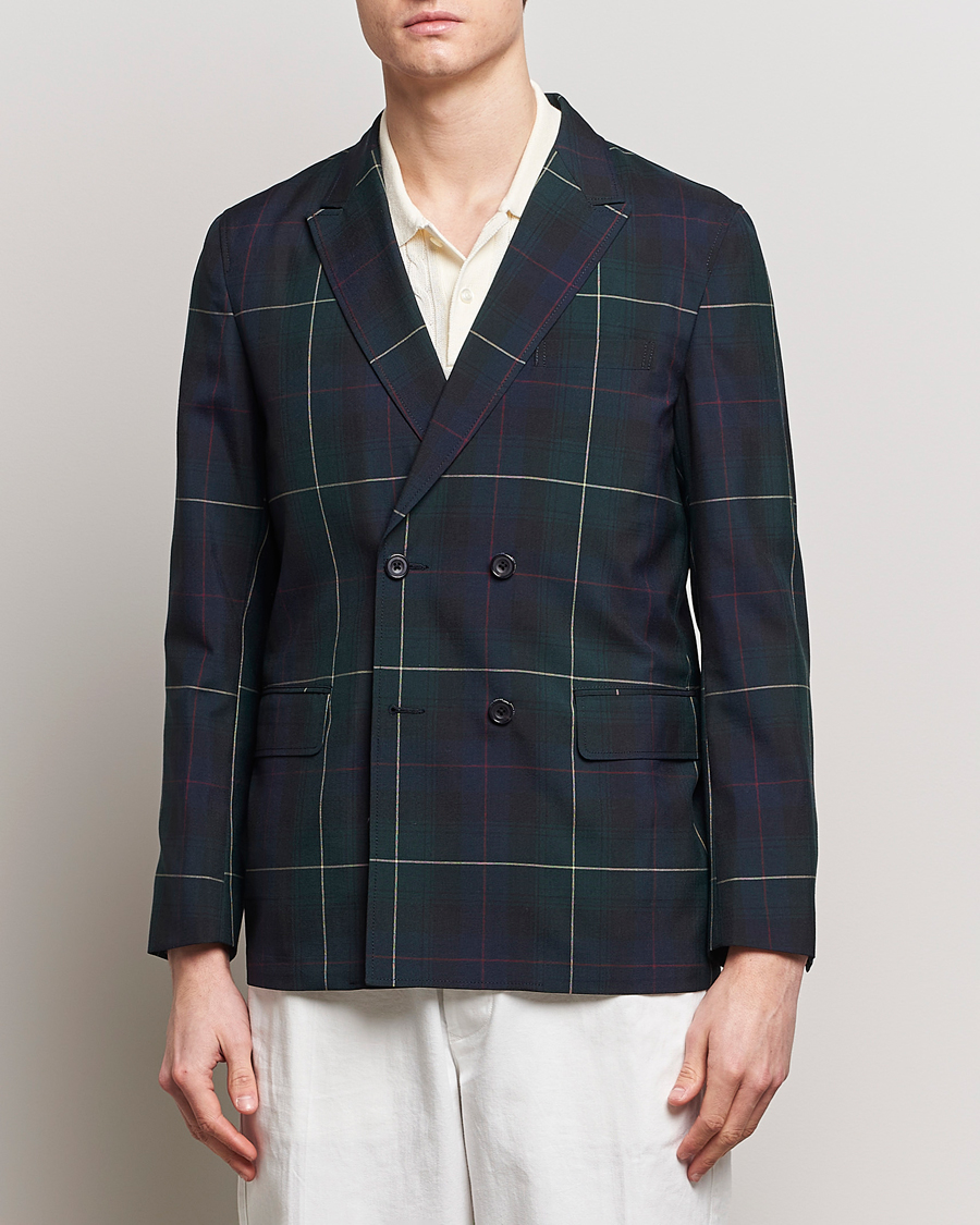 Herren | BEAMS PLUS | BEAMS PLUS | Double Breasted Plaid Wool Blazer Green Plaid