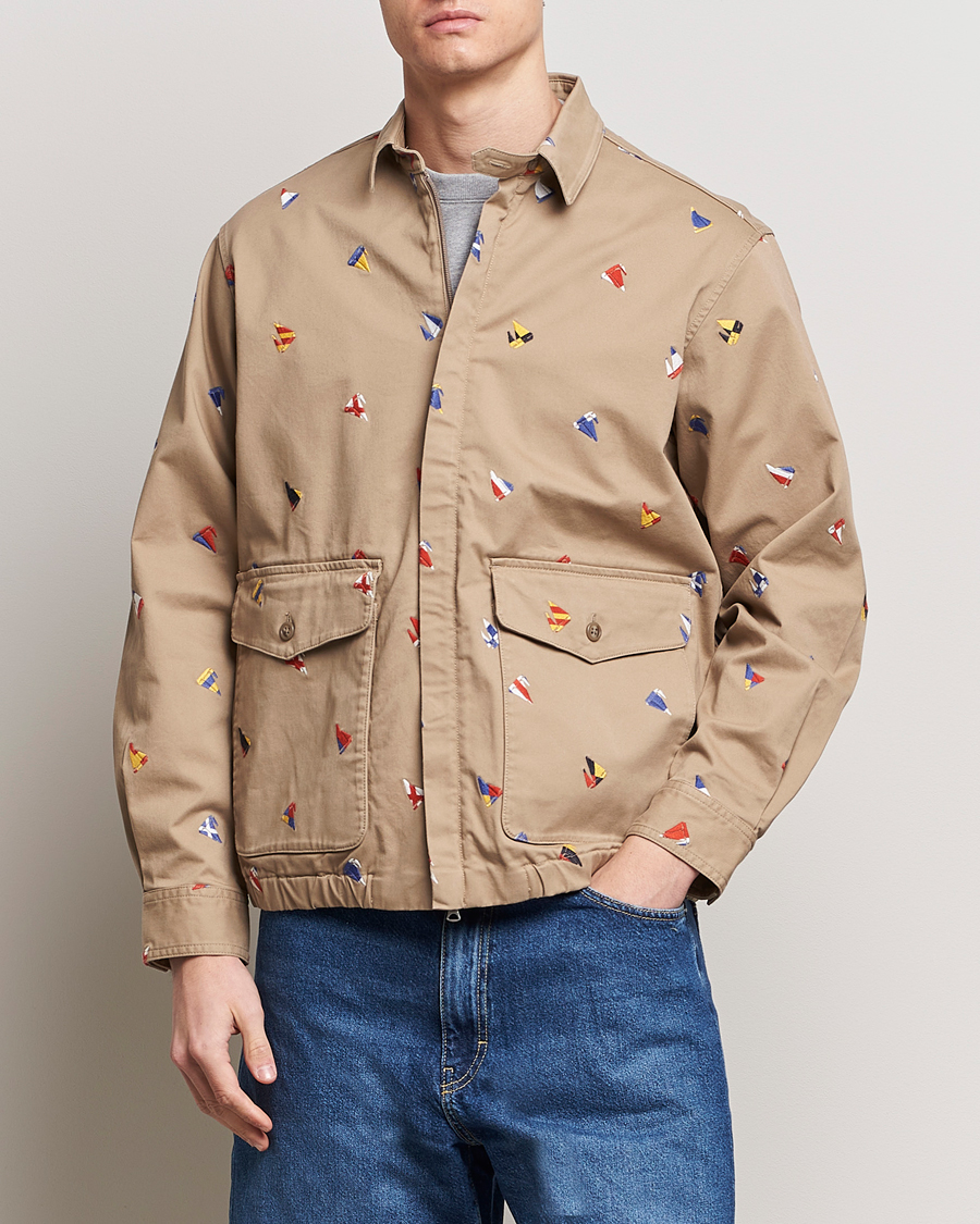 Men | Japanese Department | BEAMS PLUS | Embroidered Harrington Jacket Beige