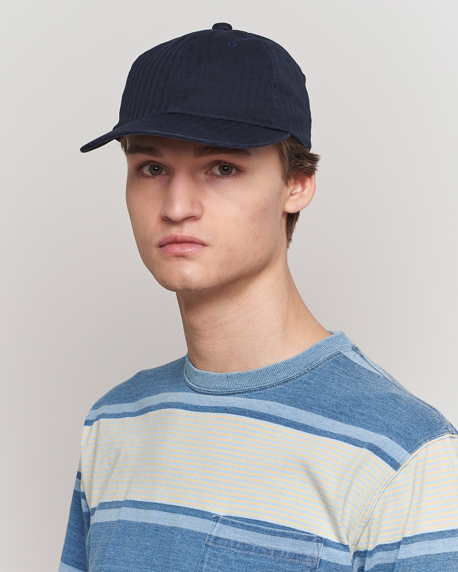 Herren | BEAMS PLUS 6 Panel Herringbone Cap Navy | BEAMS PLUS | 6 Panel Herringbone Cap Navy