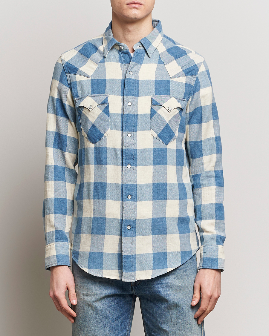 Herren | Flannellhemden | RRL | Buffalo Flannel Western Shirt Indigo/Cream
