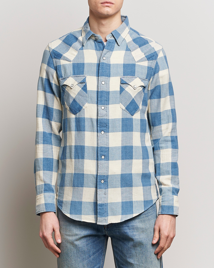 Herren | World of Ralph Lauren | RRL | Buffalo Flannel Western Shirt Indigo/Cream