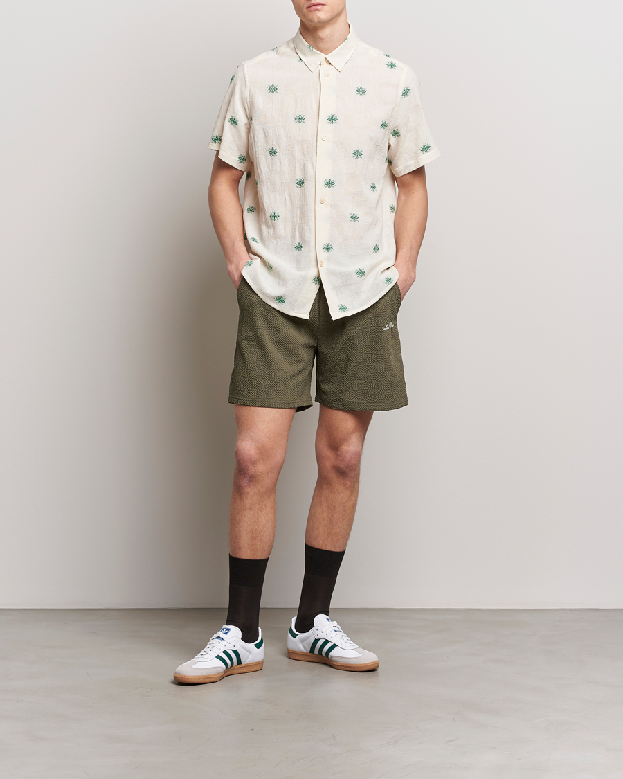 Herren | Hemden | LES DEUX | Ira Short Sleeve Embroidery Cotton Shirt Ivory