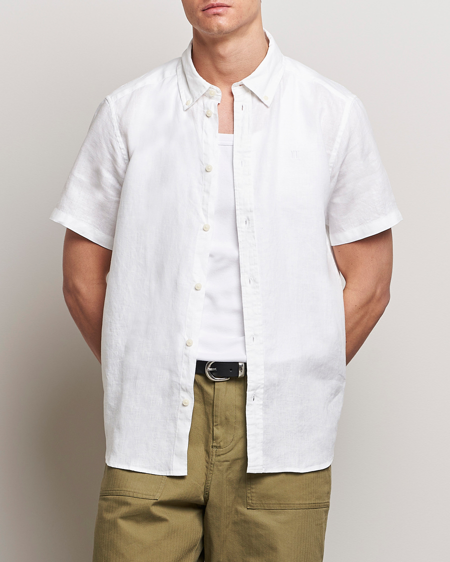 Herr | Kortärmade skjortor | LES DEUX | Kris Short Sleeve Linen Shirt White