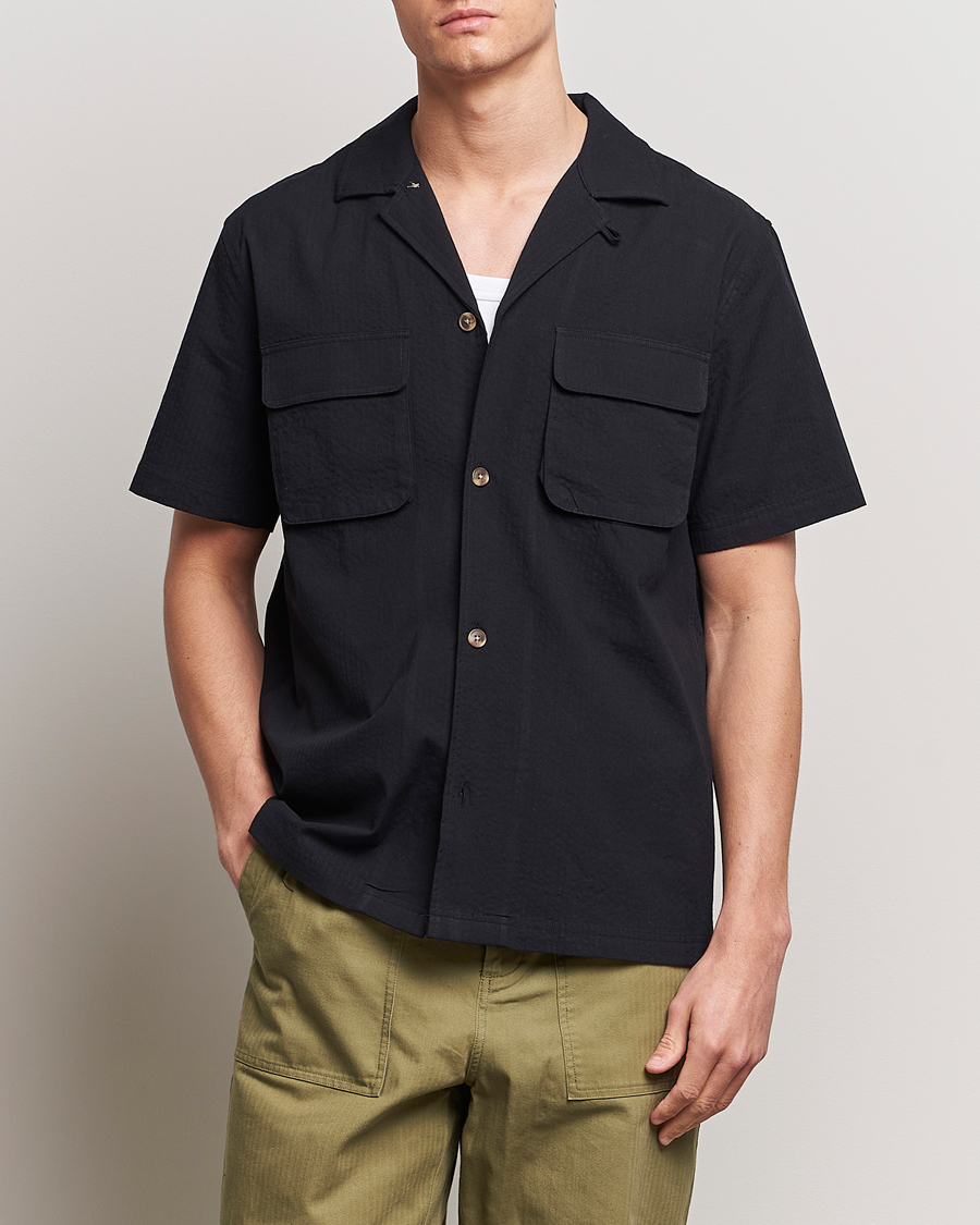 Herren | Neue Produktbilder | LES DEUX | Osmund Seersucker Shirt Black