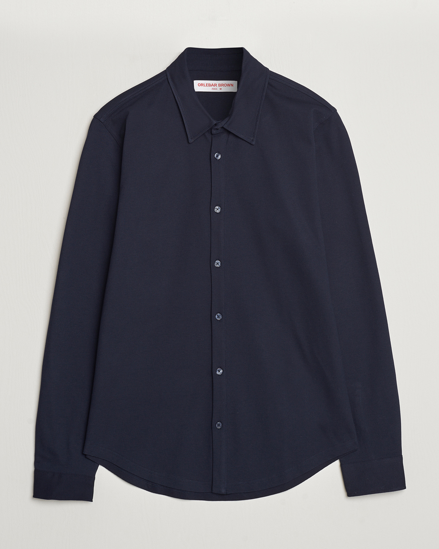 Herren | Hemden | Orlebar Brown | Giles Long Sleeve Pique Polo Night Iris