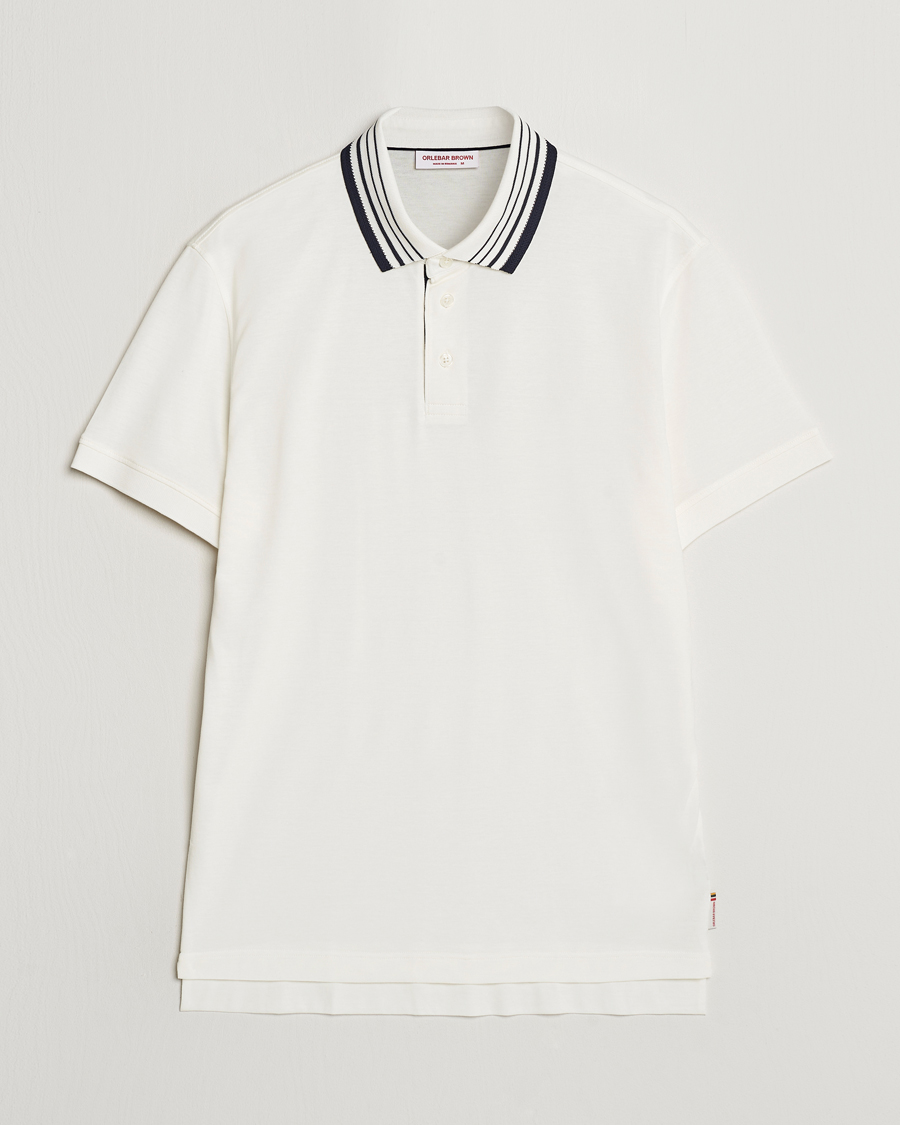 Herren | Poloshirts | Orlebar Brown | Dominic Border Cotton/Lyocel Polo White Sand
