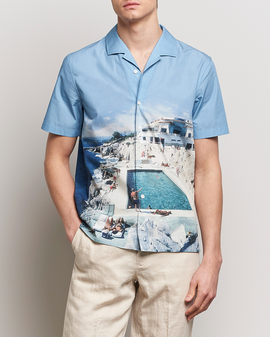 Herren | Kategorie | Orlebar Brown | Hibbert Photographic Roc Pool Shirt Blue