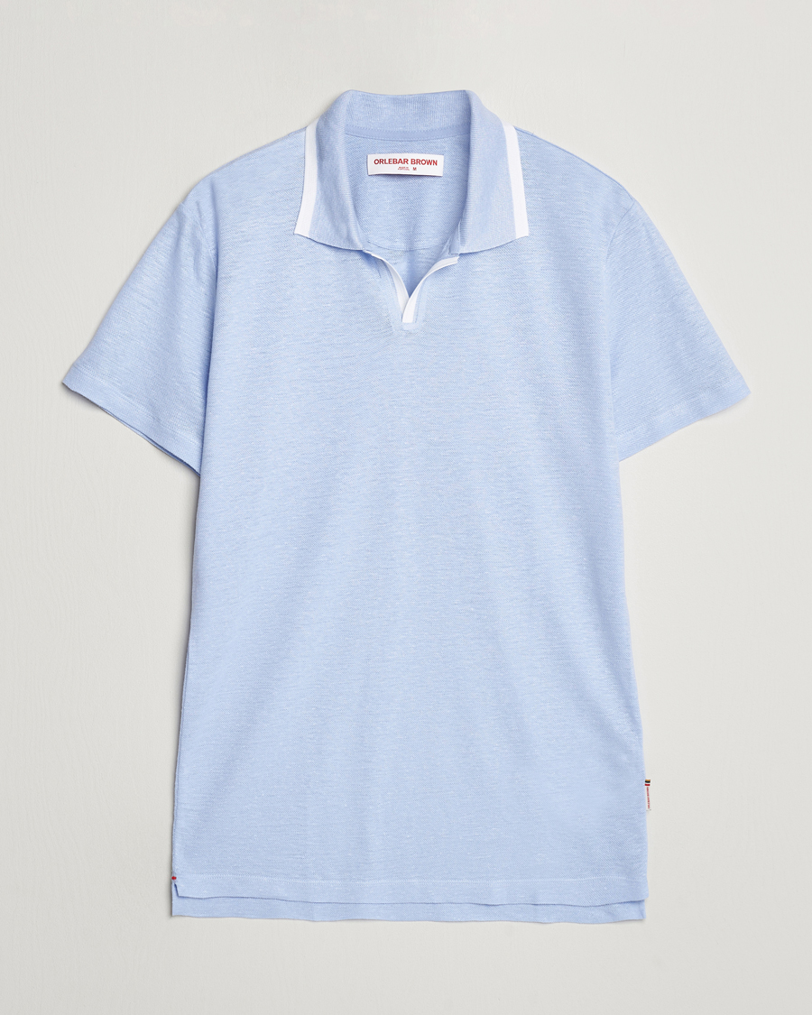 Herren | Poloshirts | Orlebar Brown | Felix Linen Pique Polo Soft Blue
