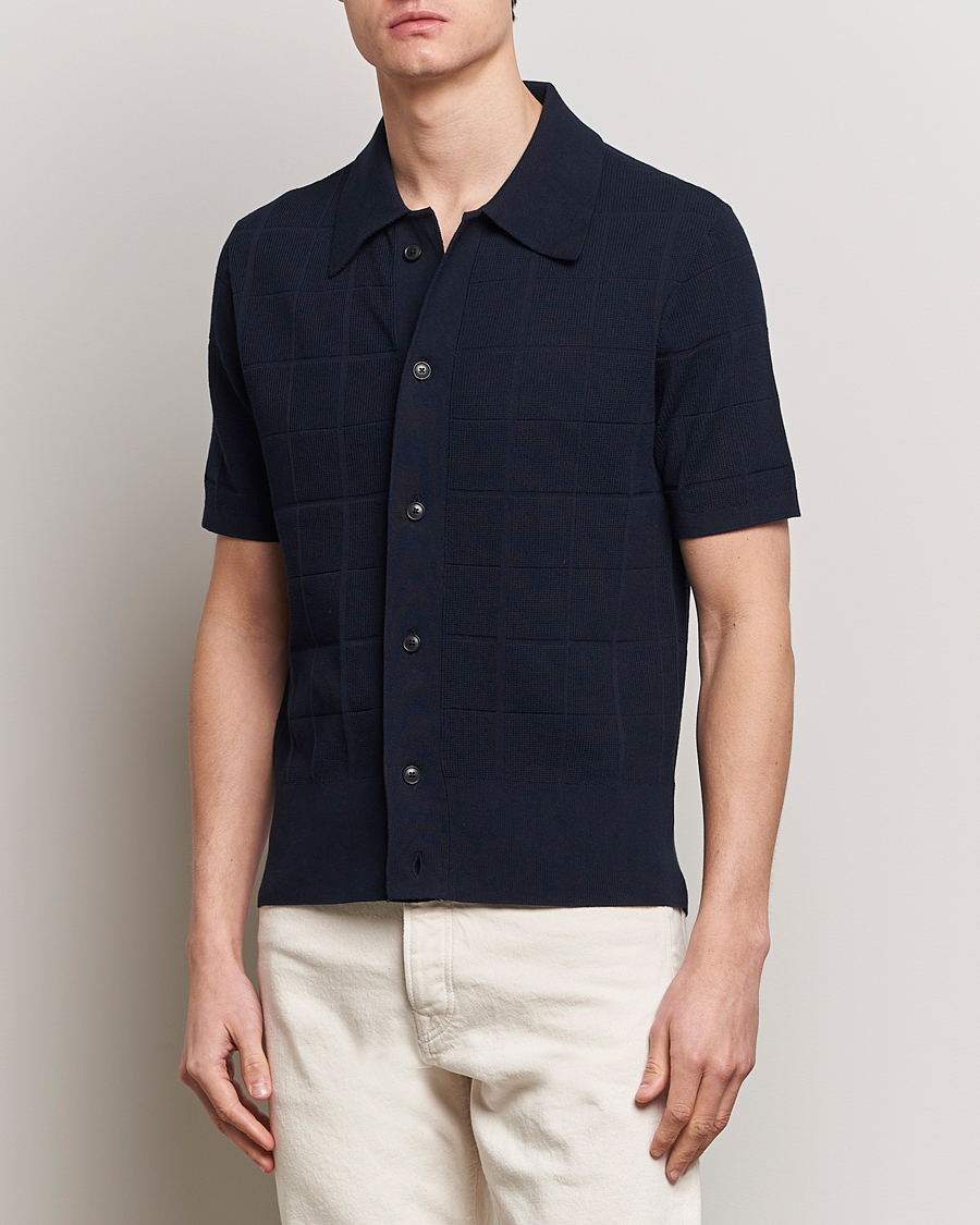 Herren | Poloshirts | Tiger of Sweden | Araawen Short Sleeve Knitted Polo Light Ink