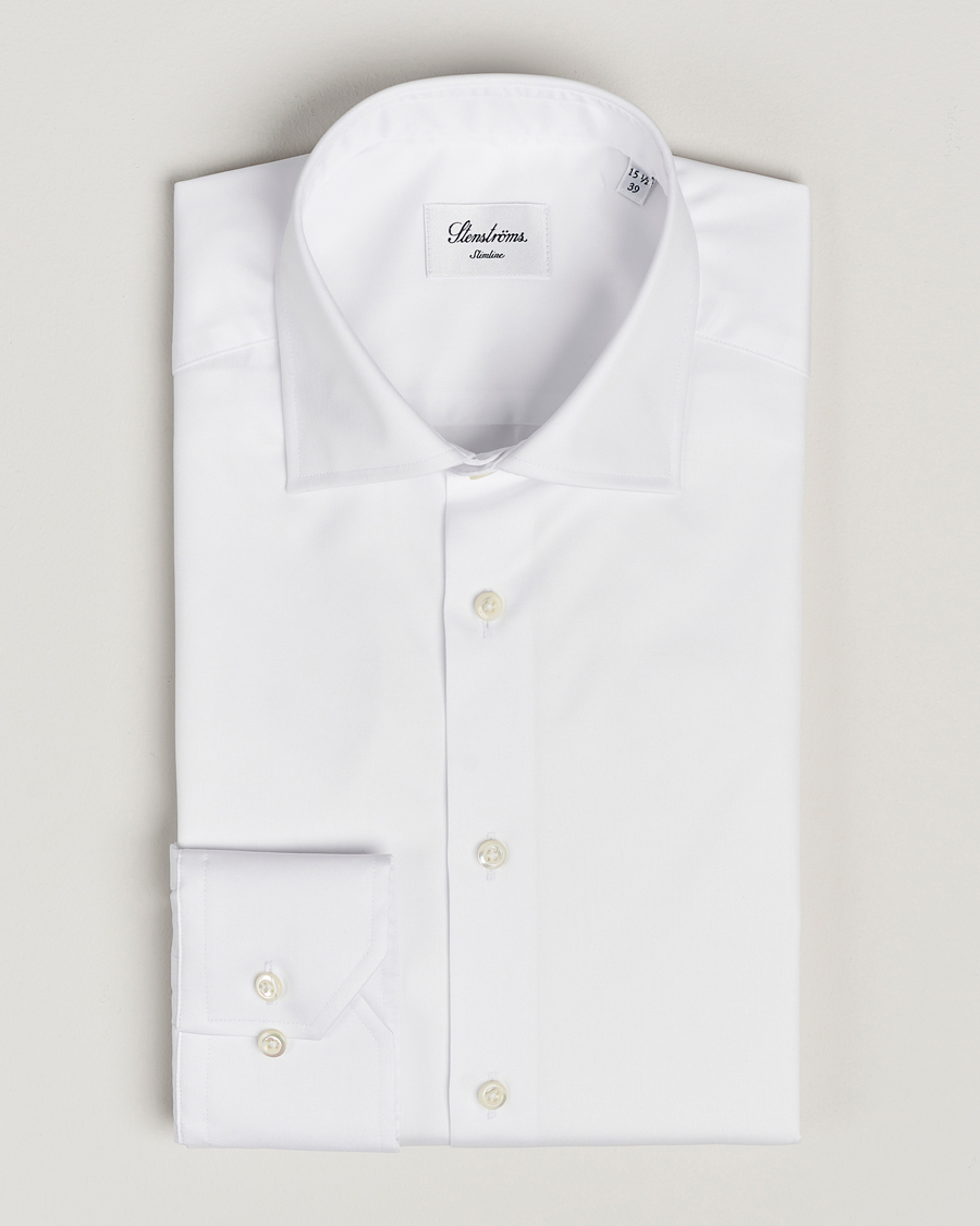 Men | | Stenströms | Slimline Cotton Twill Cut Away Shirt White