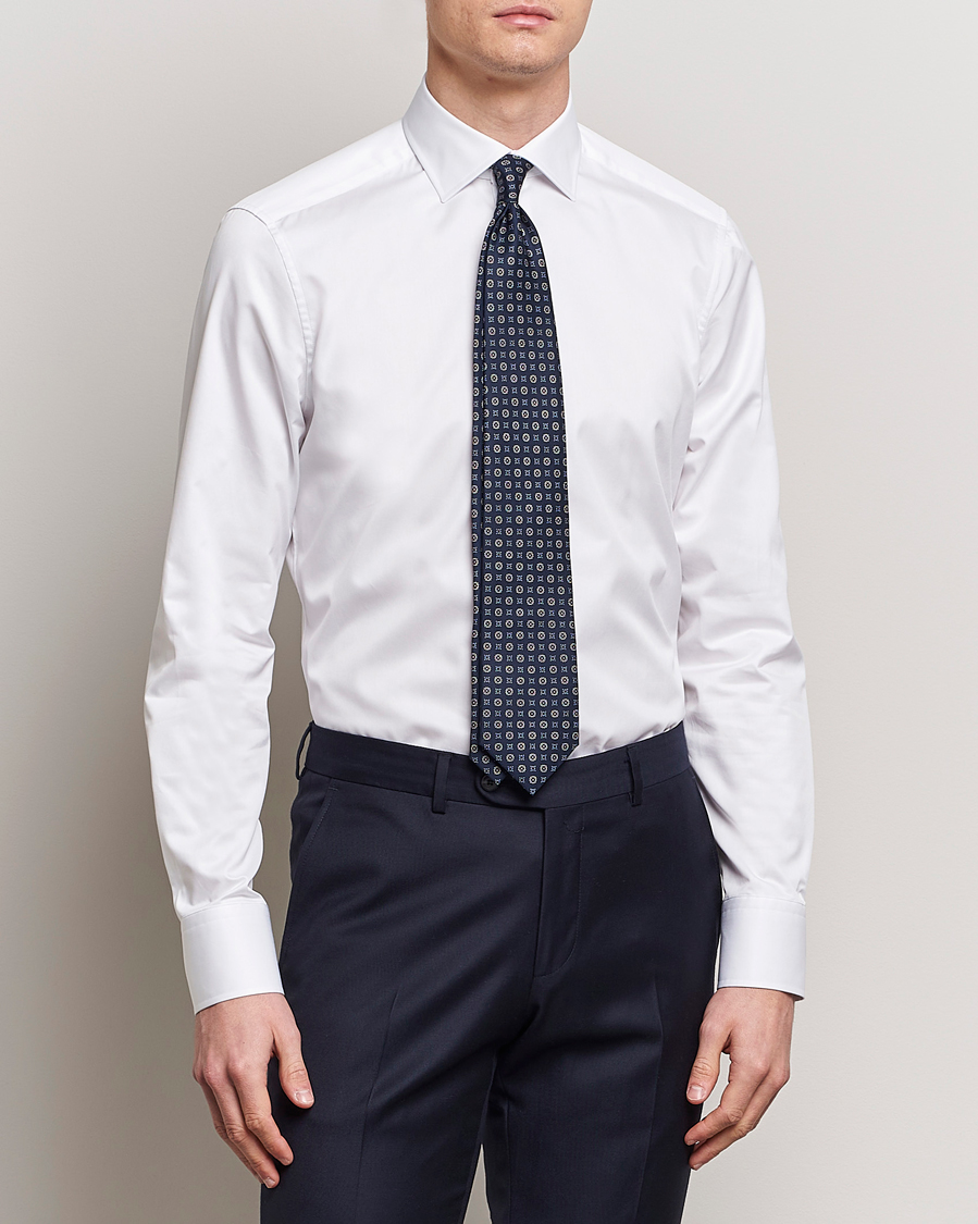 Herren | Businesshemden | Stenströms | Slimline Cotton Twill Cut Away Shirt White