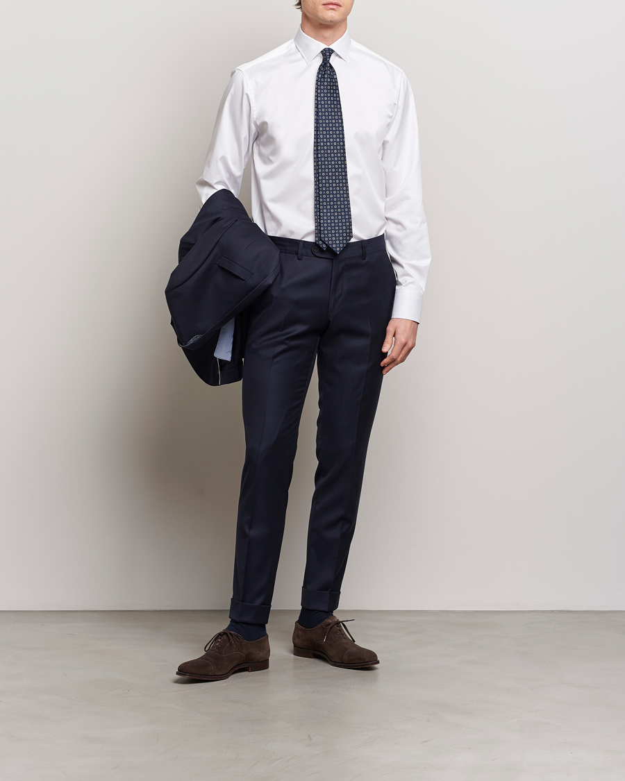 Herr | Kläder | Stenströms | Fitted Body Cotton Twill Cut Away Shirt White