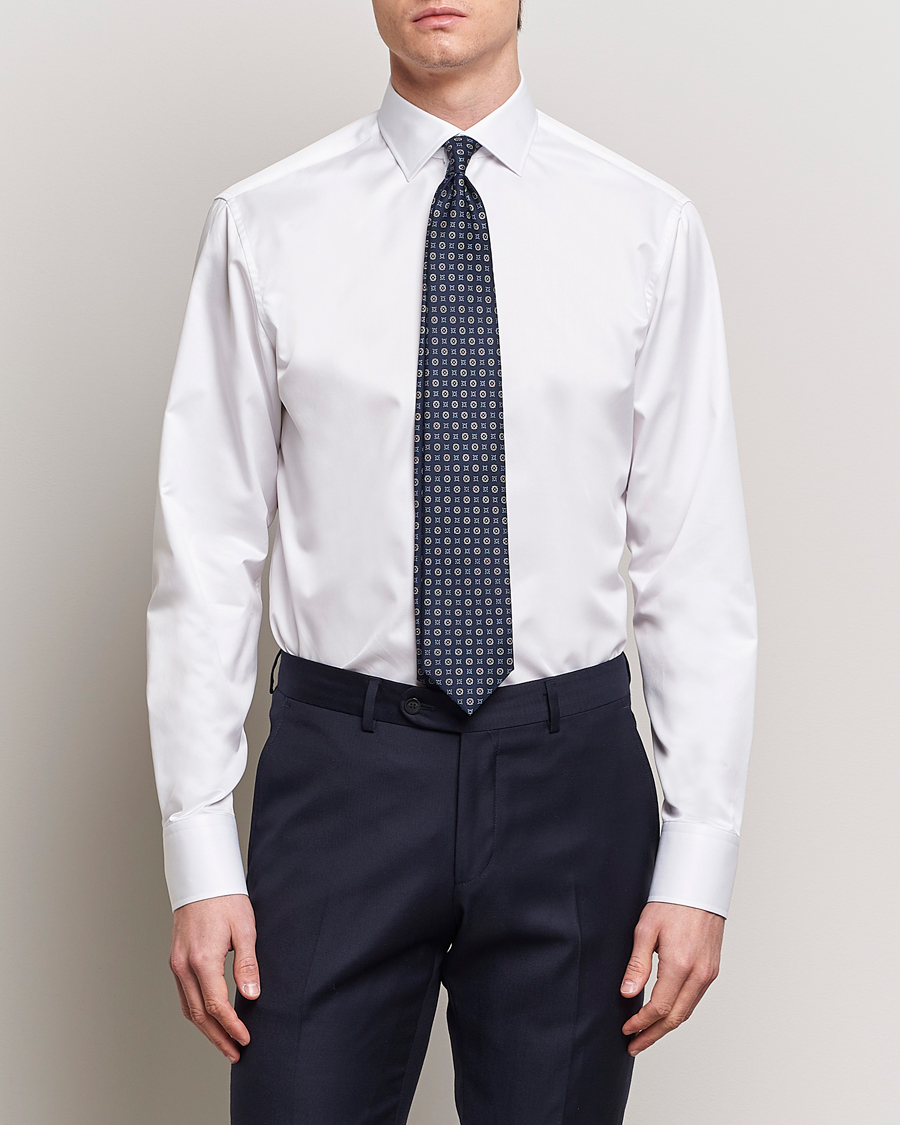 Herren | Business & Beyond | Stenströms | Fitted Body Cotton Twill Cut Away Shirt White