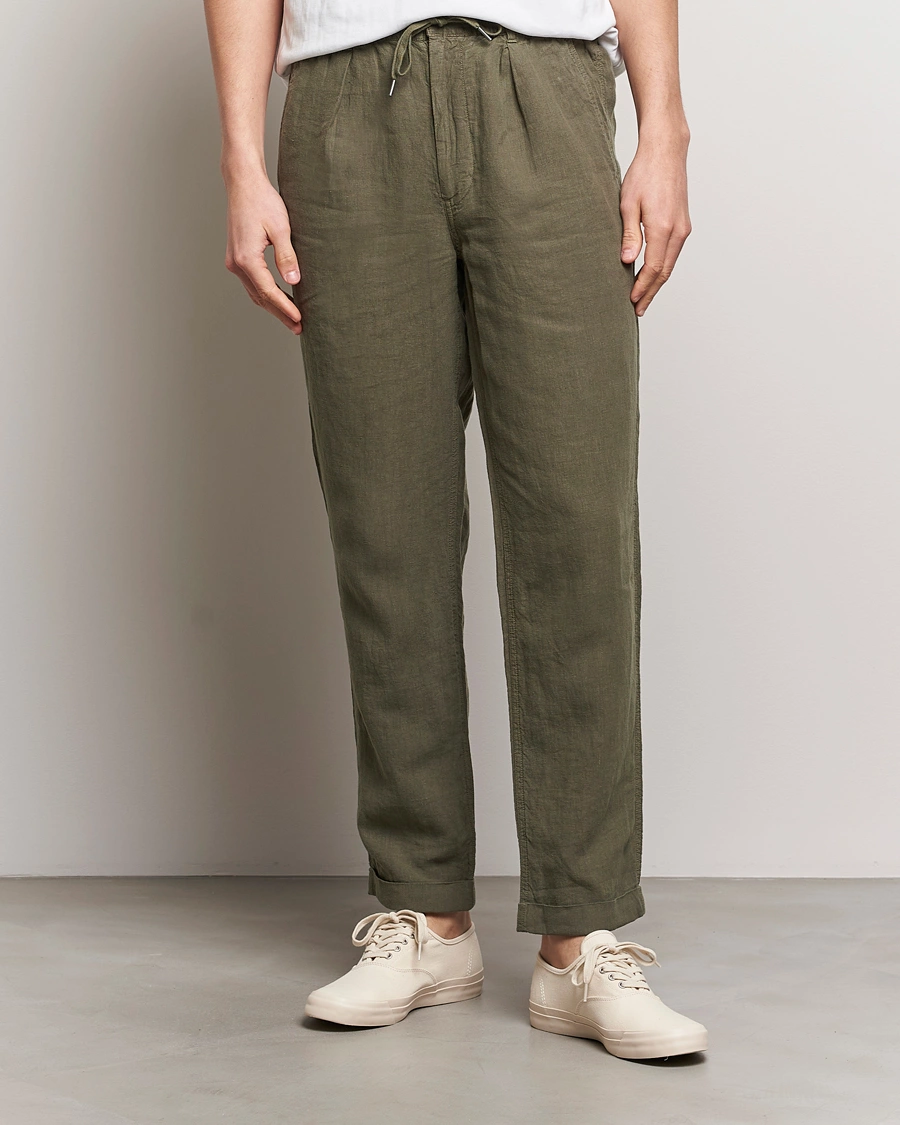 Herr | Linnebyxor | Polo Ralph Lauren | Prepster Linen Trousers Thermal Green