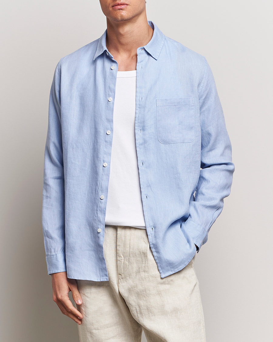 Men |  | Samsøe Samsøe | Liam Linen Shirt Brunnera Blue