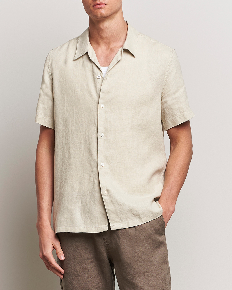 Herren |  | Samsøe Samsøe | Saavan Linen Short Sleeve Shirt Castle Wall