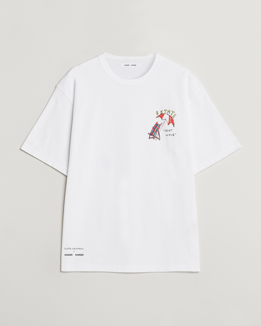 Herren | T-Shirts | Samsøe Samsøe | Sagiotto Printed Crew Neck T-Shirt White Estate