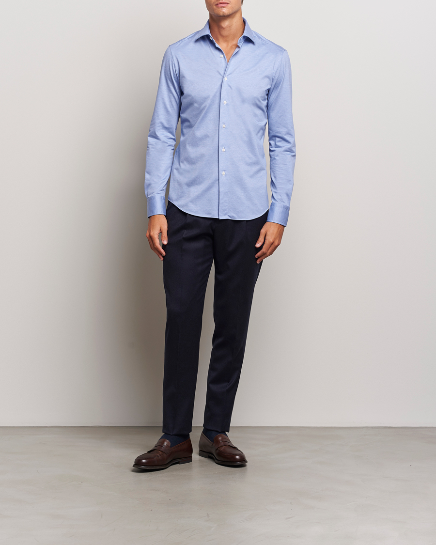 Herren | Hemden | Grigio | Cotton Jersey Shirt Light Blue