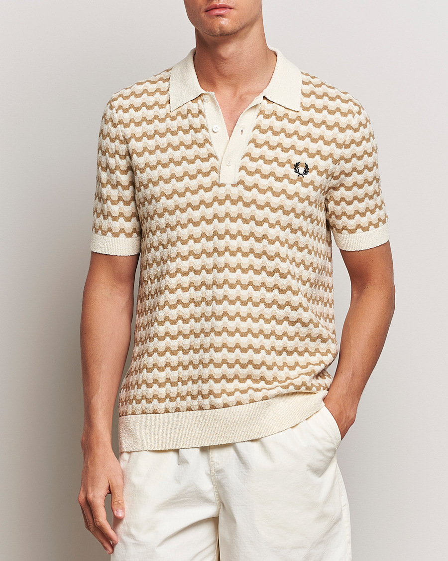 Herren |  | Fred Perry | Bouclé Jacquard Knitted Polo Ecru