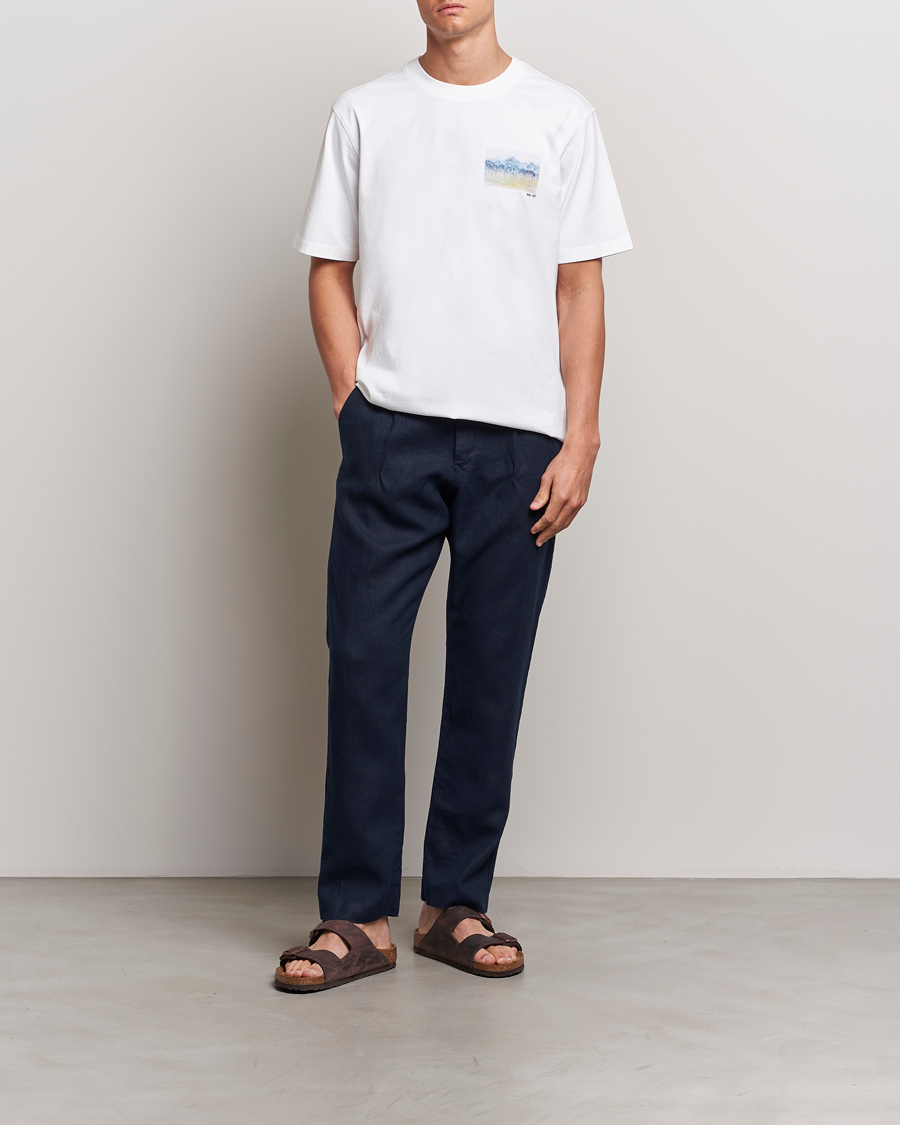 Herren | Hosen | NN07 | Bill Pleated Linen Trousers Navy Blue