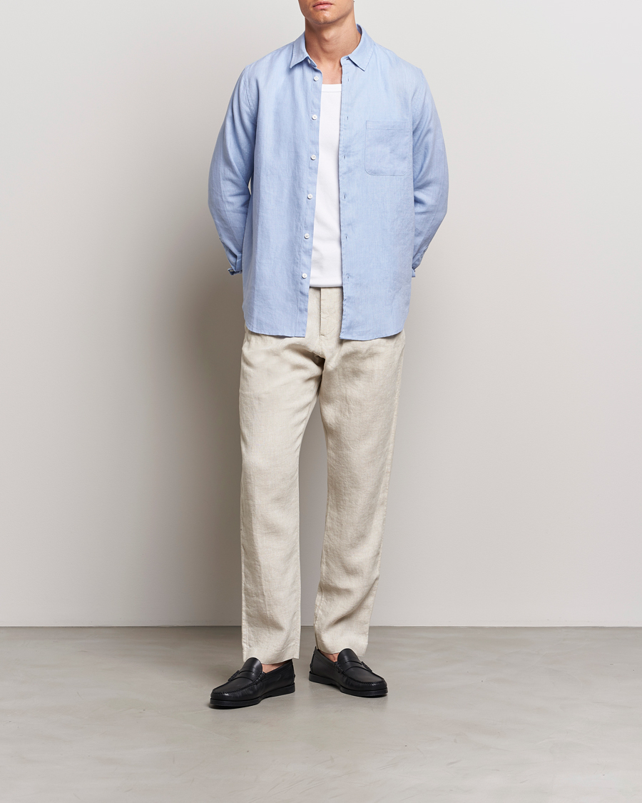 Herren | Hosen | NN07 | Bill Pleated Linen Trousers Oat