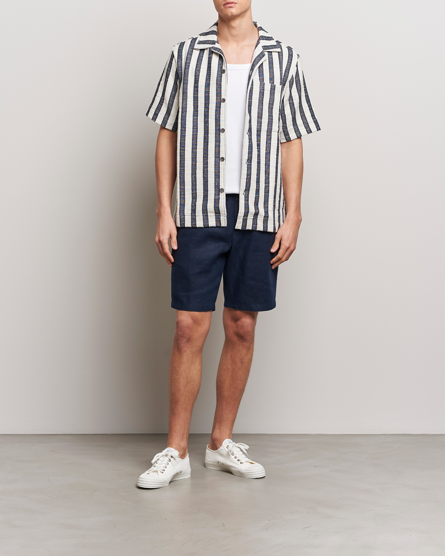 Herren | Shorts | NN07 | Seb Linen Drawstring Shorts Navy Blue