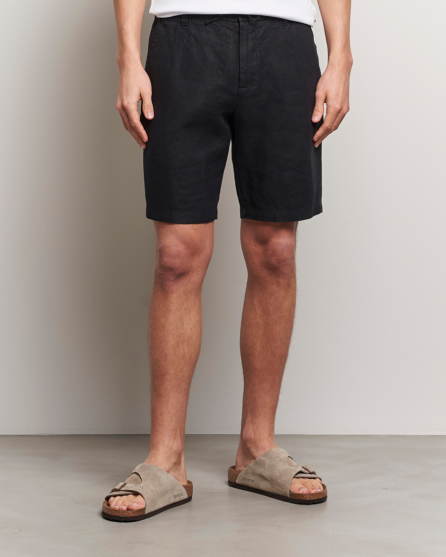 Herren | Leinenshorts | NN07 | Seb Linen Drawstring Shorts Black