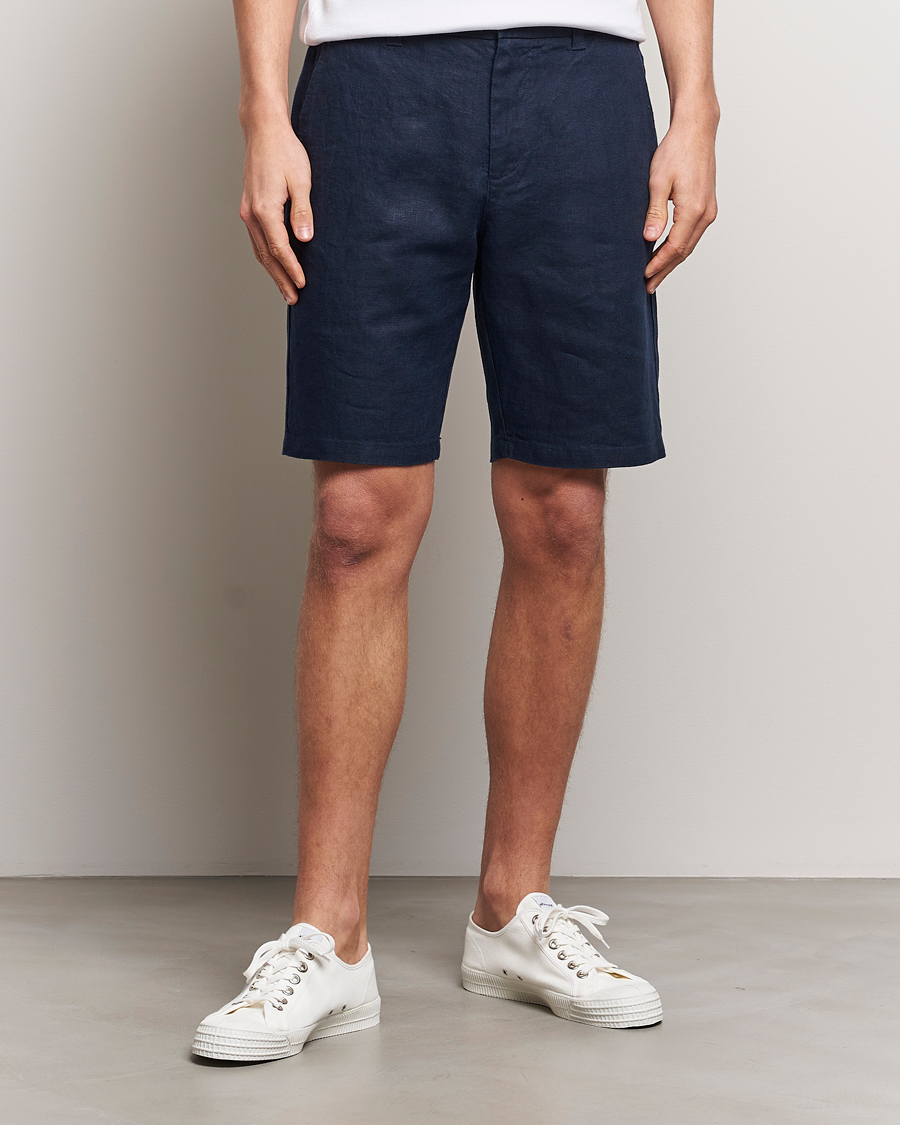 Men | Linen Shorts | NN07 | Crown Linen Shorts Navy Blue