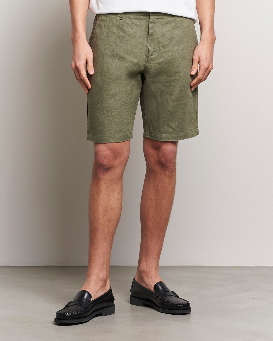Herren | Leinenshorts | NN07 | Crown Linen Shorts Lichten Green