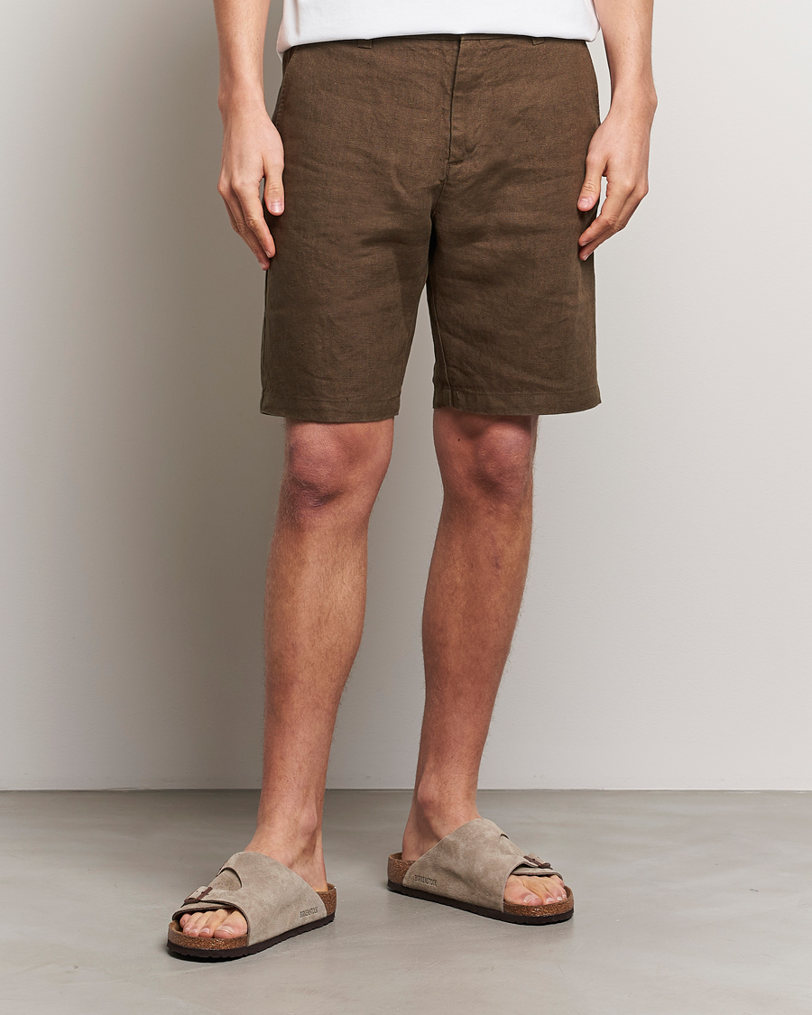 Men | Clothing | NN07 | Crown Linen Shorts Cocoa Brown