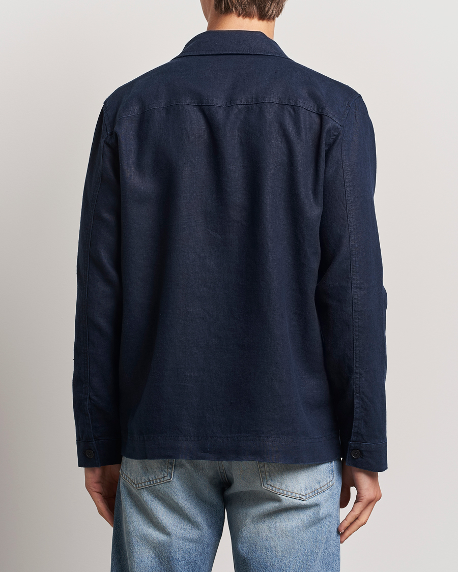 Herren | Hemden | NN07 | Olav Linen Overshirt Navy Blue